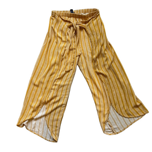 Forever 21 Yellow Striped Cropped Pants Women’s S Boho Flowy Festival Relaxed